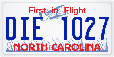 NC license plate DIE1027