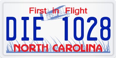 NC license plate DIE1028