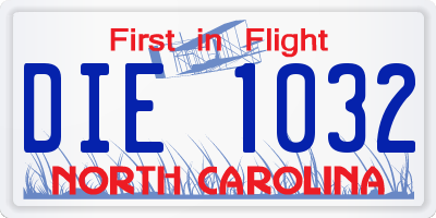 NC license plate DIE1032