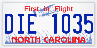 NC license plate DIE1035