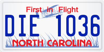 NC license plate DIE1036