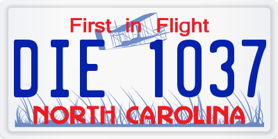 NC license plate DIE1037