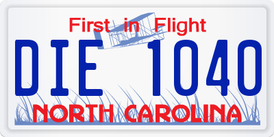 NC license plate DIE1040