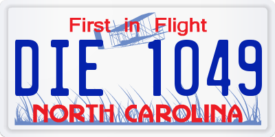 NC license plate DIE1049