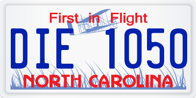 NC license plate DIE1050