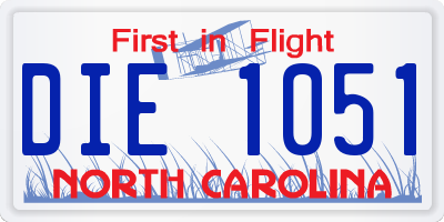 NC license plate DIE1051