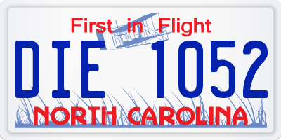NC license plate DIE1052