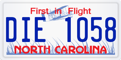 NC license plate DIE1058