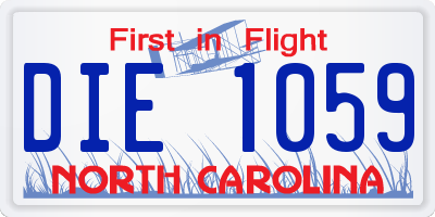 NC license plate DIE1059