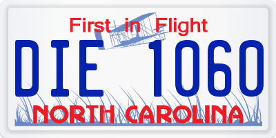 NC license plate DIE1060