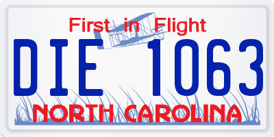 NC license plate DIE1063