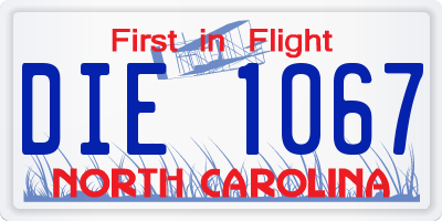 NC license plate DIE1067