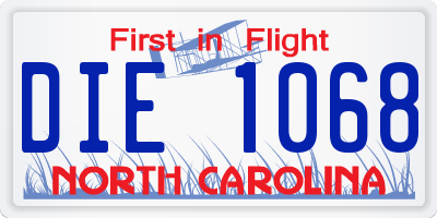 NC license plate DIE1068