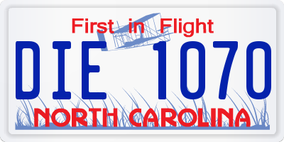NC license plate DIE1070