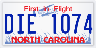 NC license plate DIE1074