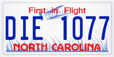 NC license plate DIE1077