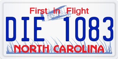 NC license plate DIE1083