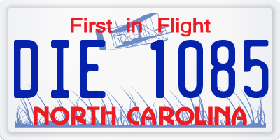 NC license plate DIE1085