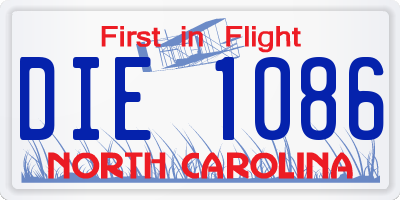 NC license plate DIE1086