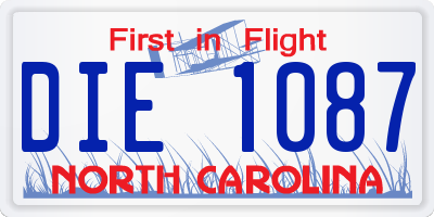 NC license plate DIE1087