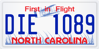 NC license plate DIE1089