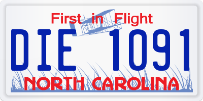 NC license plate DIE1091