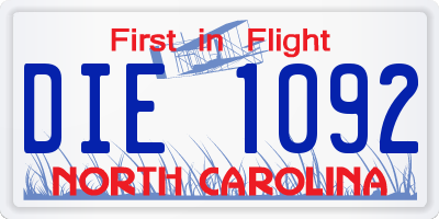 NC license plate DIE1092