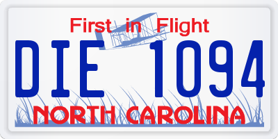 NC license plate DIE1094
