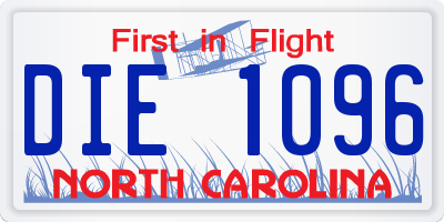 NC license plate DIE1096