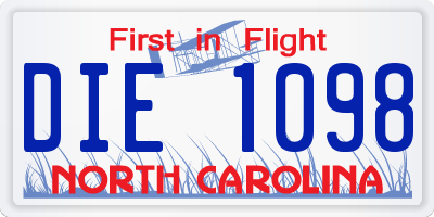 NC license plate DIE1098