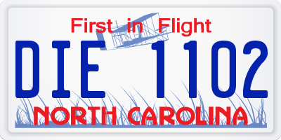 NC license plate DIE1102