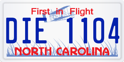 NC license plate DIE1104