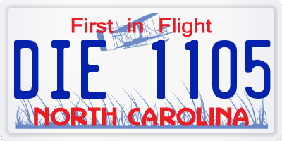 NC license plate DIE1105