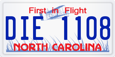 NC license plate DIE1108