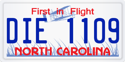 NC license plate DIE1109