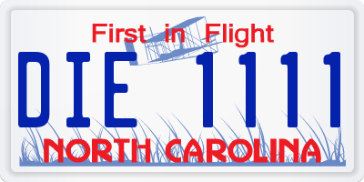 NC license plate DIE1111