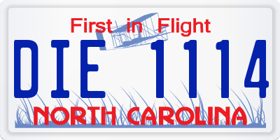 NC license plate DIE1114