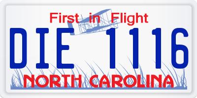 NC license plate DIE1116