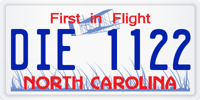NC license plate DIE1122