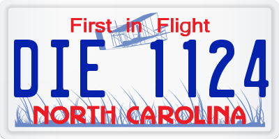 NC license plate DIE1124