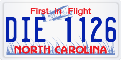 NC license plate DIE1126