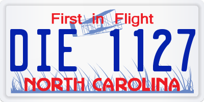 NC license plate DIE1127