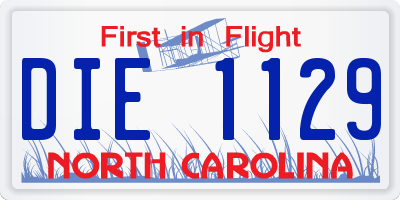 NC license plate DIE1129