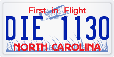NC license plate DIE1130