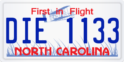 NC license plate DIE1133