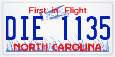NC license plate DIE1135