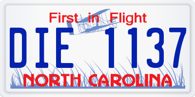 NC license plate DIE1137