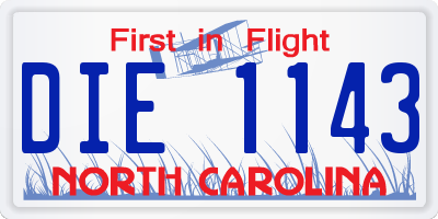 NC license plate DIE1143
