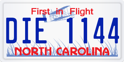 NC license plate DIE1144