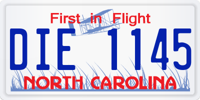 NC license plate DIE1145